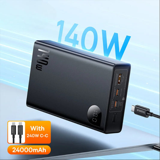 140W 24,000mAh Power Bank – Fast Charging with 3 Output Ports