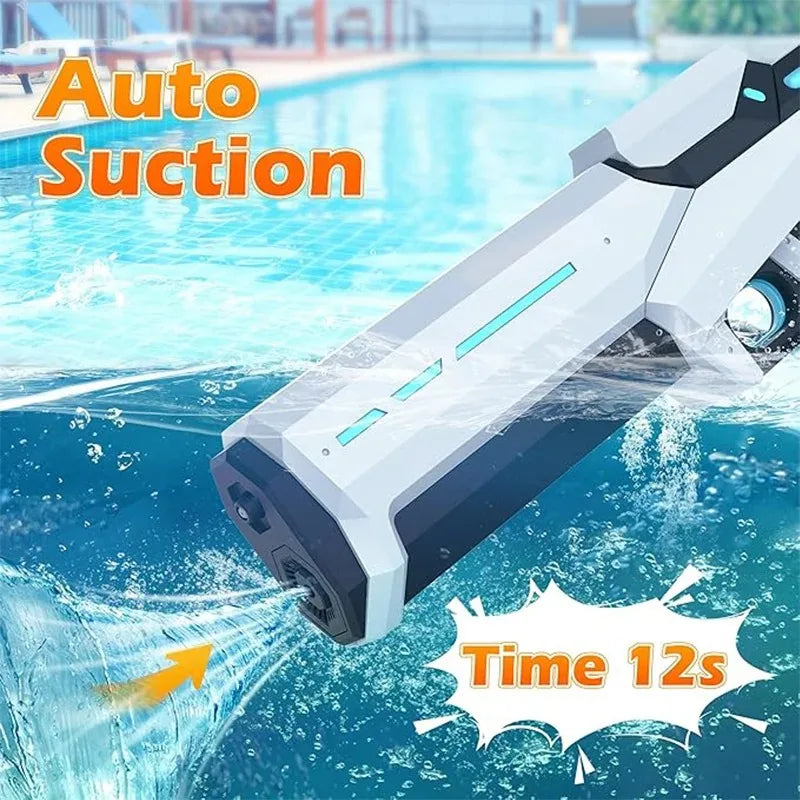 High-powered AquaBlast Pro electric water gun by Ultra Shoppings with rapid-fire action, suitable for adults and kids in outdoor play.