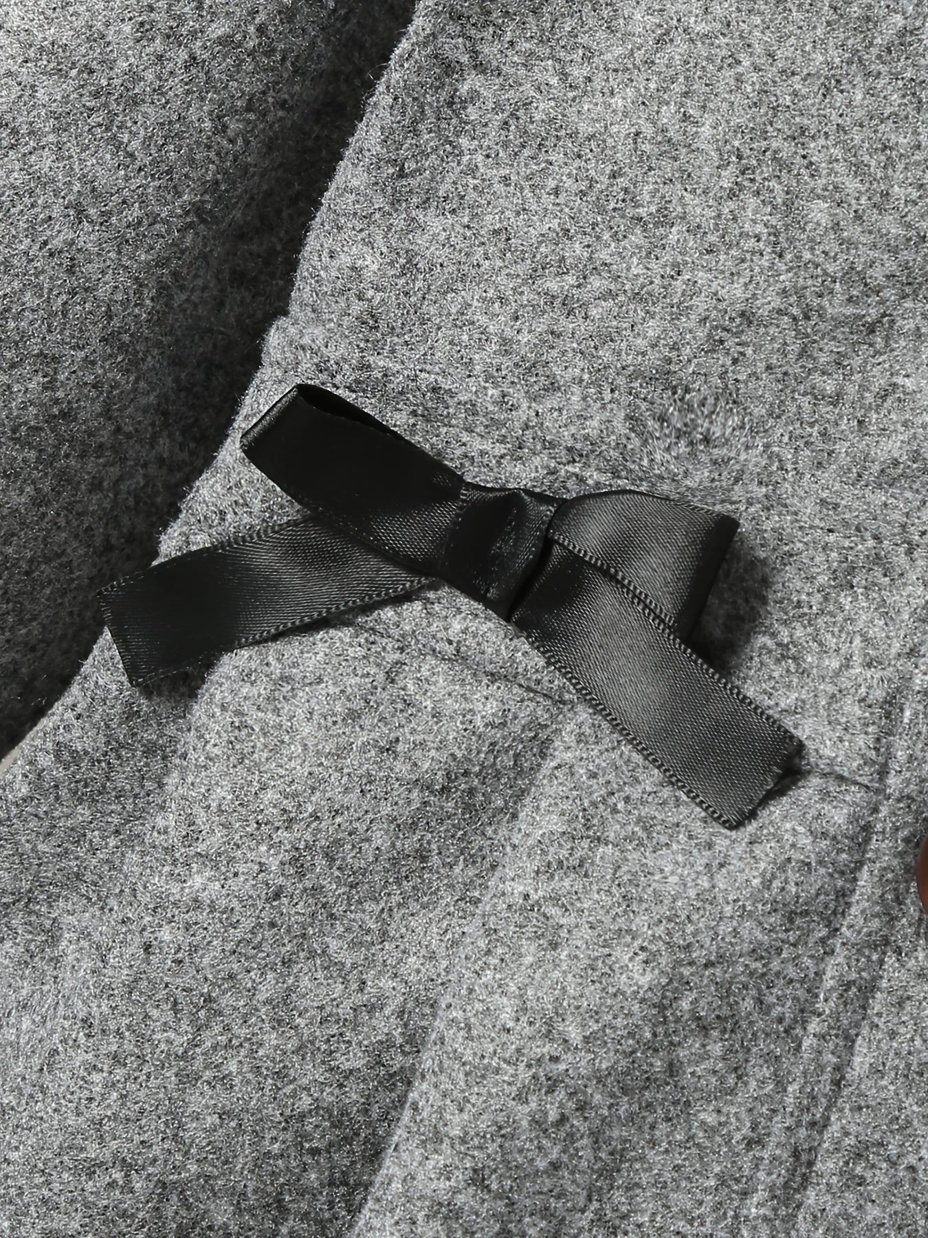 Girls' Autumn and Winter Warm Fashion Bow Double-Breasted Tweed Long Coat with Hat Accessory