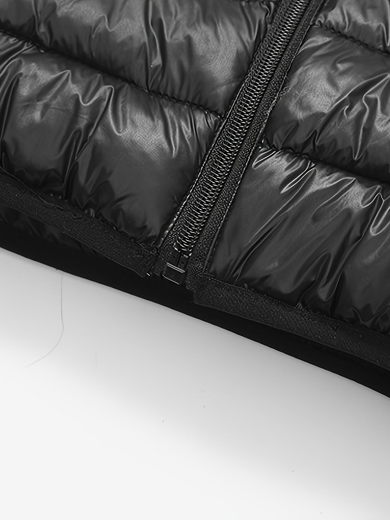 2025 New Lightweight Hooded Jacket – Black & Grey Color-Block, Polyester Lined Winter Coat