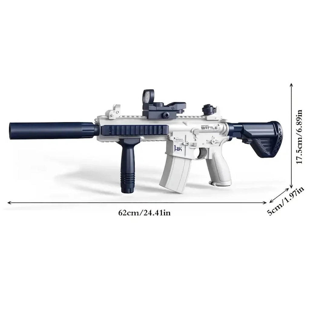 Ultra Shoppings M416 Pro Electric Water Blaster with universal bottle connector, high-powered automatic squirt gun for outdoor fun