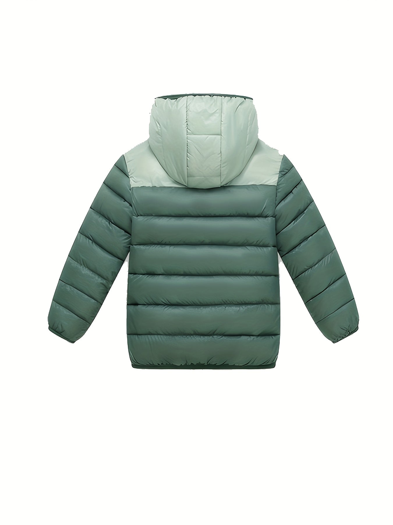 2025 New Lightweight Hooded Jacket – Black & Grey Color-Block, Polyester Lined Winter Coat