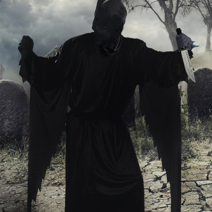 Men’s Scream Costume Set – 4pcs Grim Reaper Halloween Outfit with Mask