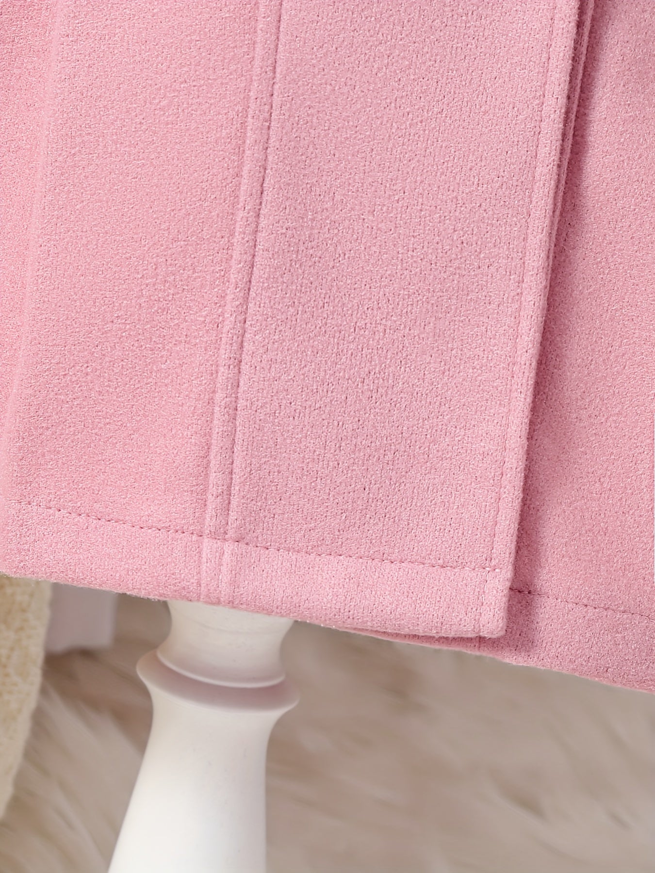 Girls' Autumn and Winter Warm Fashion Bow Double-Breasted Tweed Long Coat with Hat Accessory