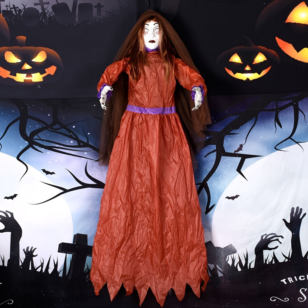 Outdoor Halloween Decor – Scary Hanging Lady with Glowing Eyes