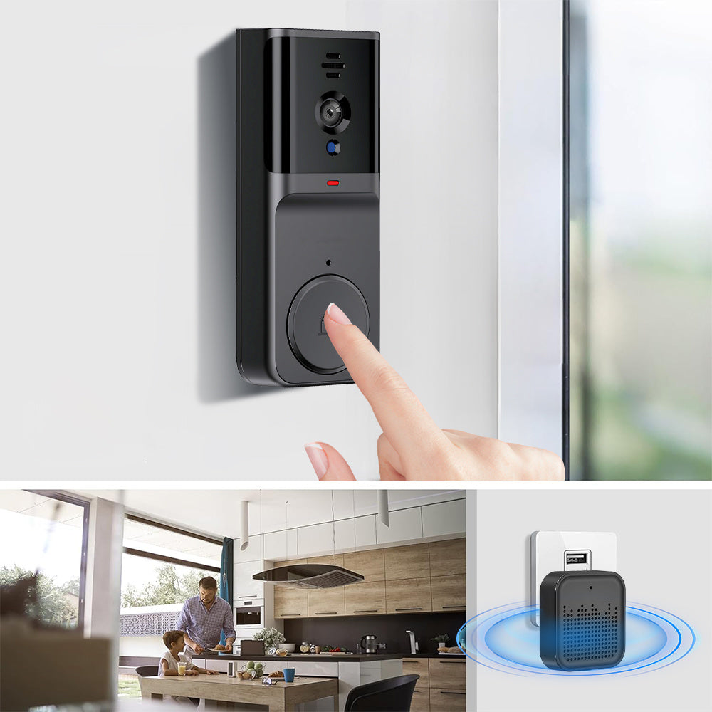 Smart Doorbell Wireless Security Camera with 2-Way Audio, Night Vision, HD Video & Remote Monitoring - Ultra Shoppings