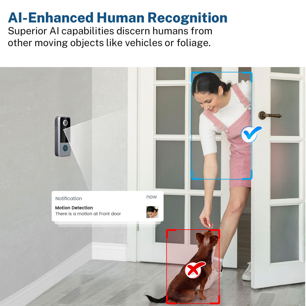 1080P Video Doorbell with AI Facial Recognition & Night Vision - Ultra Shoppings