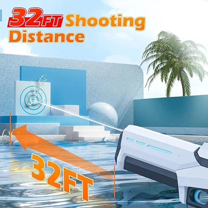 Ultra Shoppings AquaBlast Pro electric water gun with high-powered suction and rapid-fire design for kids and adults.