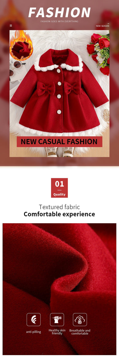 Girls’ Christmas Coat – Big Button, Z-Pleats 2025