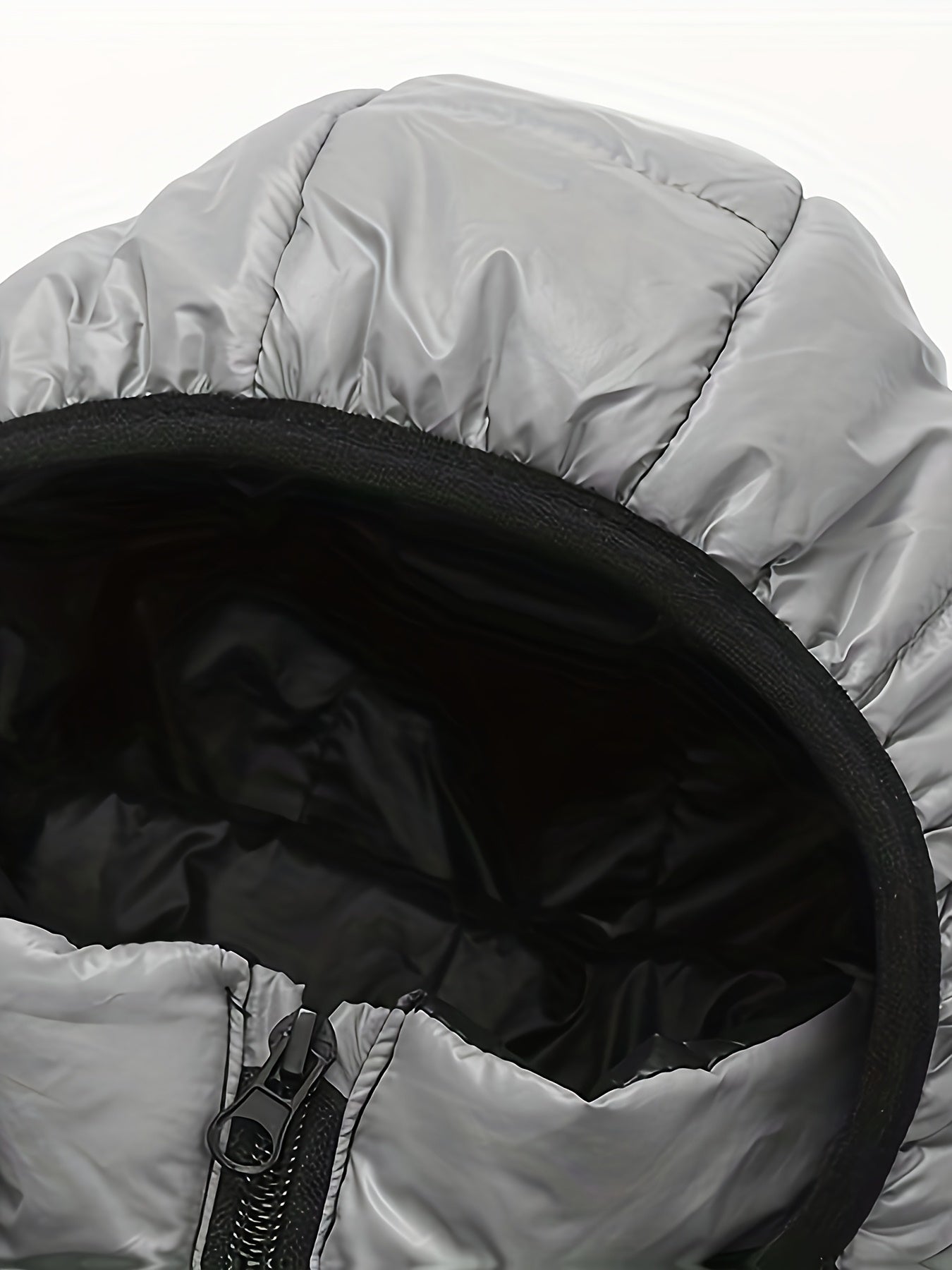 2025 New Lightweight Hooded Jacket – Black & Grey Color-Block, Polyester Lined Winter Coat