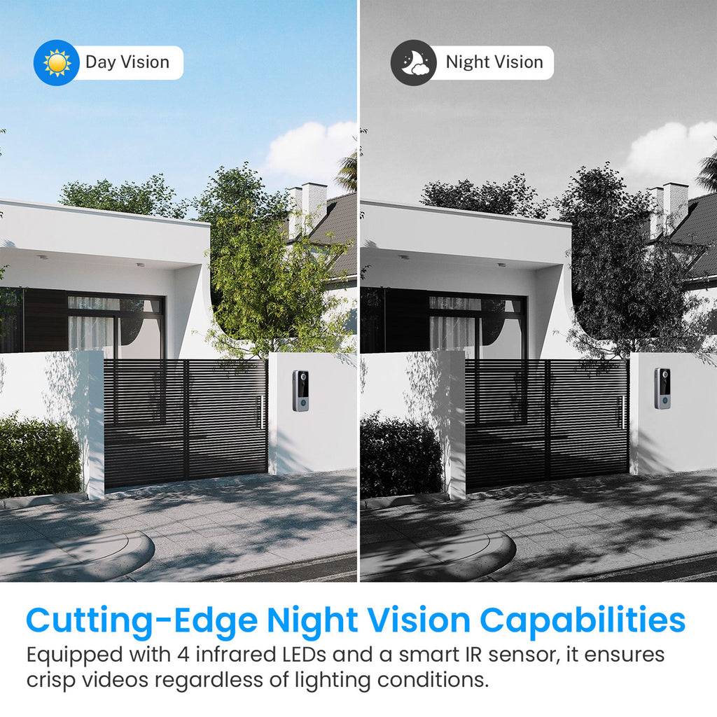 1080P Video Doorbell with AI Facial Recognition & Night Vision - Ultra Shoppings