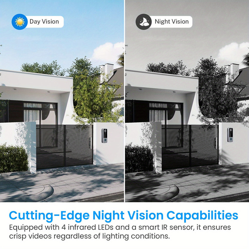 1080P Video Doorbell with AI Facial Recognition & Night Vision - Ultra Shoppings