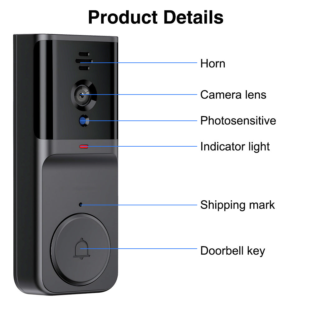 Smart Doorbell Wireless Security Camera with 2-Way Audio, Night Vision, HD Video & Remote Monitoring - Ultra Shoppings