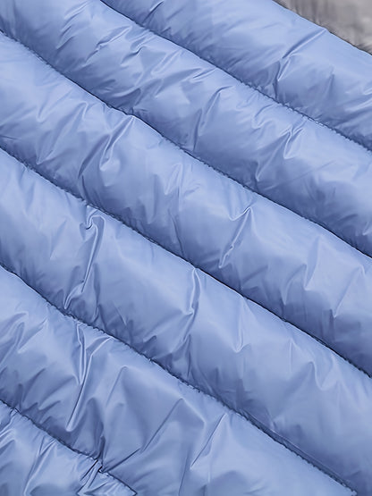 2025 New Lightweight Hooded Jacket – Black & Grey Color-Block, Polyester Lined Winter Coat