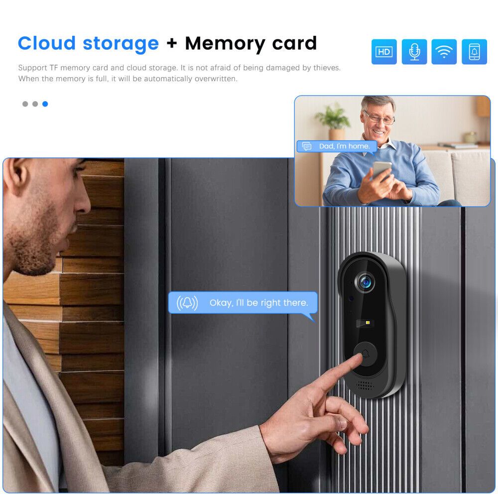 1080p Wireless Wi-Fi Video Doorbell Camera with Night Vision & Two-Way Audio