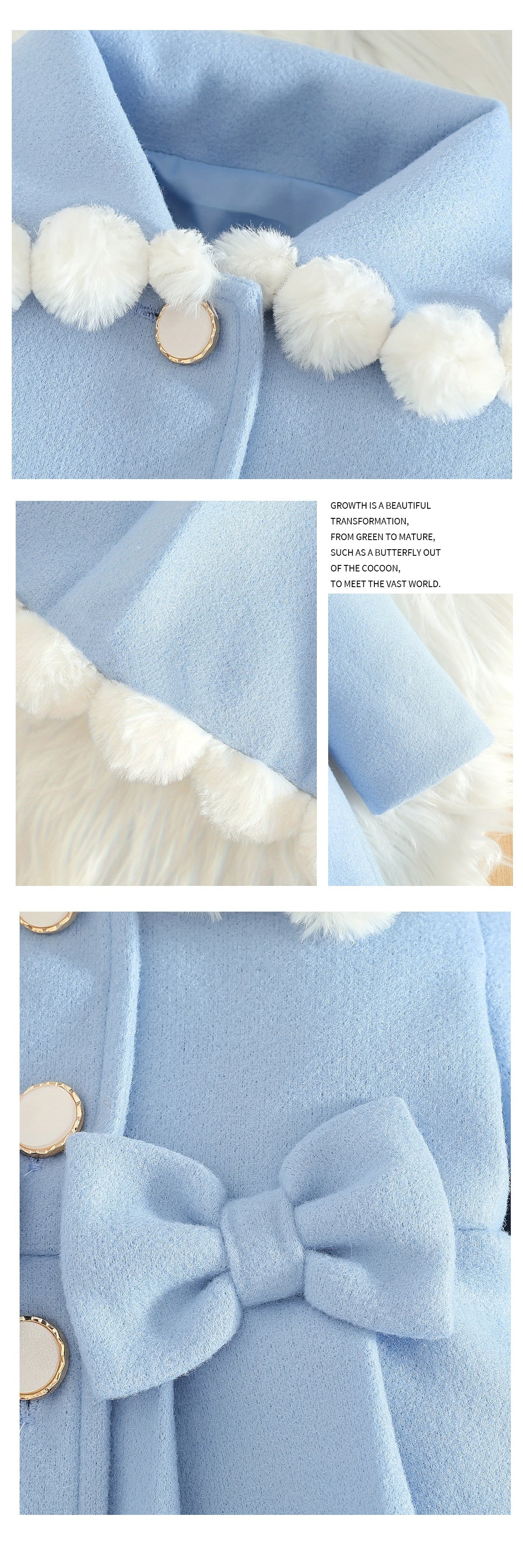 Girls’ Christmas Coat – Big Button, Z-Pleats 2025