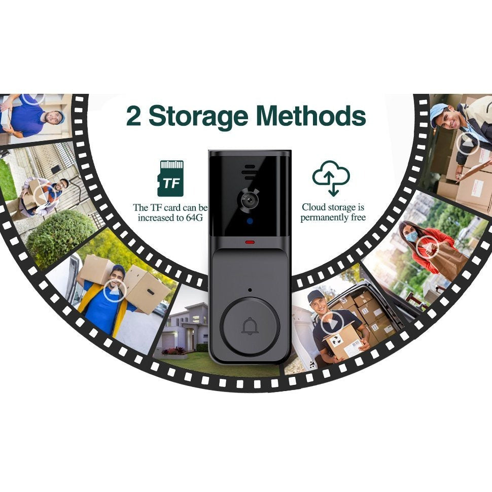 Smart Doorbell Wireless Security Camera with 2-Way Audio, Night Vision, HD Video & Remote Monitoring - Ultra Shoppings