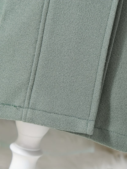 Girls' Autumn and Winter Warm Fashion Bow Double-Breasted Tweed Long Coat with Hat Accessory