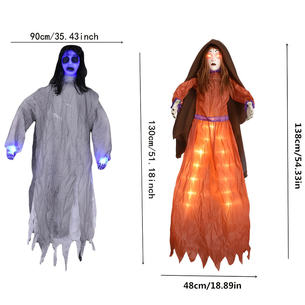 Outdoor Halloween Decor – Scary Hanging Lady with Glowing Eyes