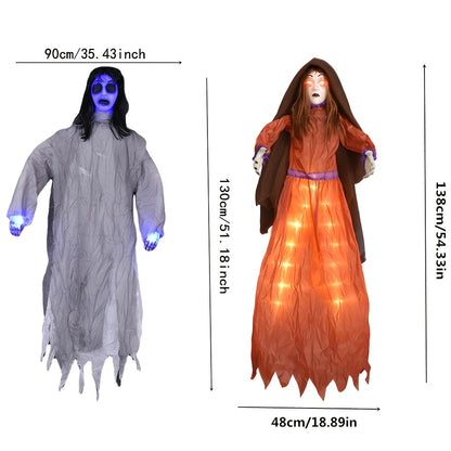 Outdoor Halloween Decor – Scary Hanging Lady with Glowing Eyes