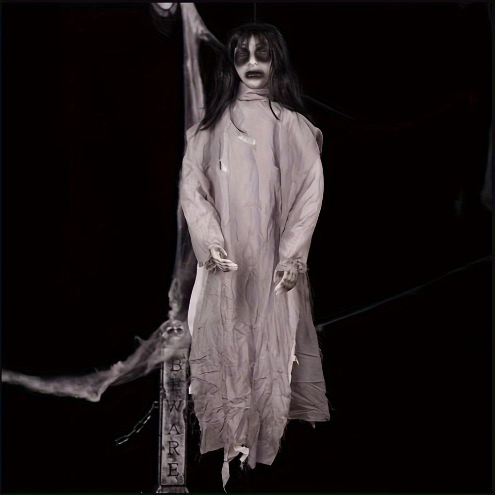 Outdoor Halloween Decor – Scary Hanging Lady with Glowing Eyes