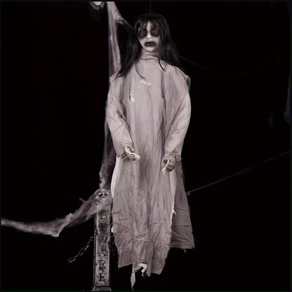 Outdoor Halloween Decor – Scary Hanging Lady with Glowing Eyes