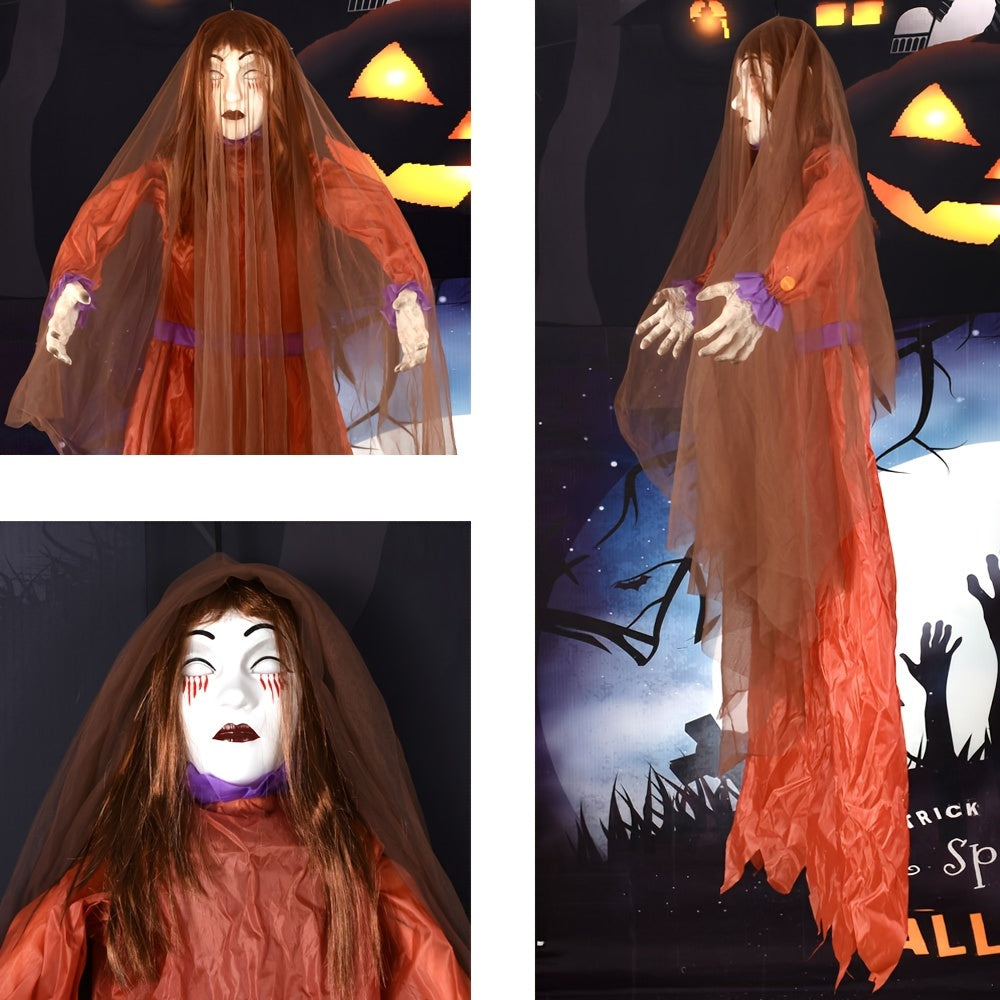 Outdoor Halloween Decor – Scary Hanging Lady with Glowing Eyes
