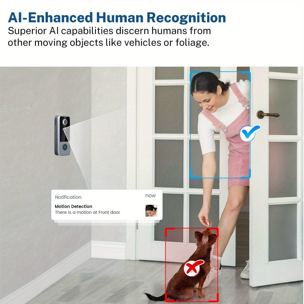1080P Video Doorbell with AI Facial Recognition & Night Vision - Ultra Shoppings