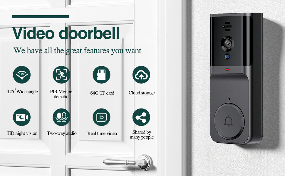 Smart Doorbell Wireless Security Camera with 2-Way Audio, Night Vision, HD Video & Remote Monitoring - Ultra Shoppings