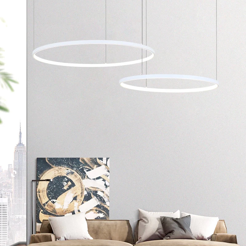 Modern LED Circle Chandelier: Sleek Ring Pendant for Interior & Engineering Lighting