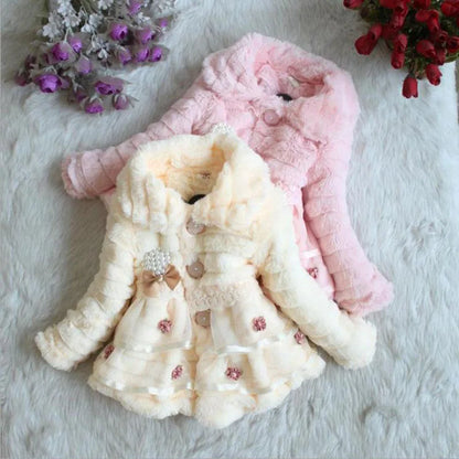 Thick Warm Infant Jacket – Leopard Print with Fur Collar