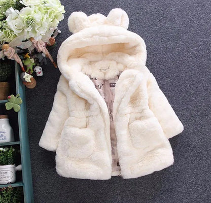 Thick Warm Infant Jacket – Leopard Print with Fur Collar