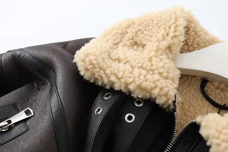 Thick Warm Moto Jacket – Faux Fur & Leather Streetwear
