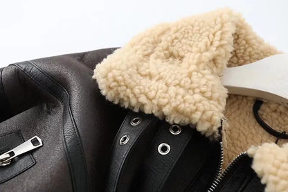 Thick Warm Moto Jacket – Faux Fur & Leather Streetwear