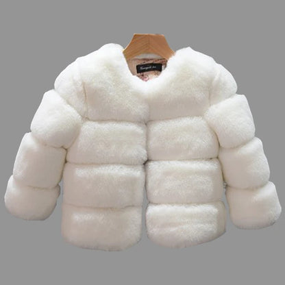 Girls' Faux Fur Winter Coat – Warm Long Sleeve Jacket