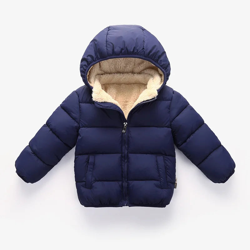 Baby Boys & Girls Thick Winter Jacket – Fur Hooded Coat
