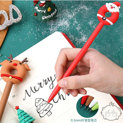 20Pcs Kawaii Christmas Gel Pens – Cute Santa, Snowman & Reindeer 0.5mm Black Ink