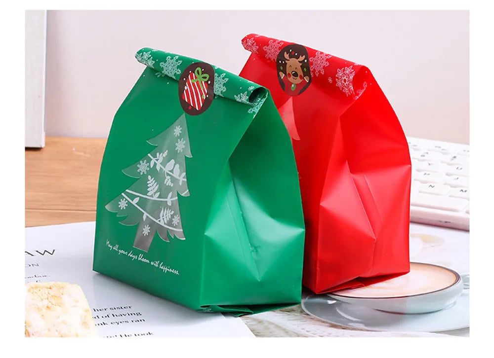 50/100pcs Snowflake Christmas Gift Bags – Festive Candy Boxes & Packaging for Xmas