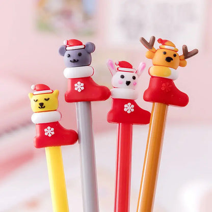 20Pcs Kawaii Christmas Gel Pens – Cute Santa, Snowman & Reindeer 0.5mm Black Ink