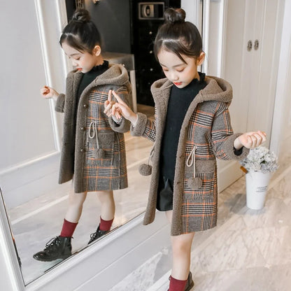 Autumn/Winter Girls’ Jacket – Stylish Hairy Long Coat
