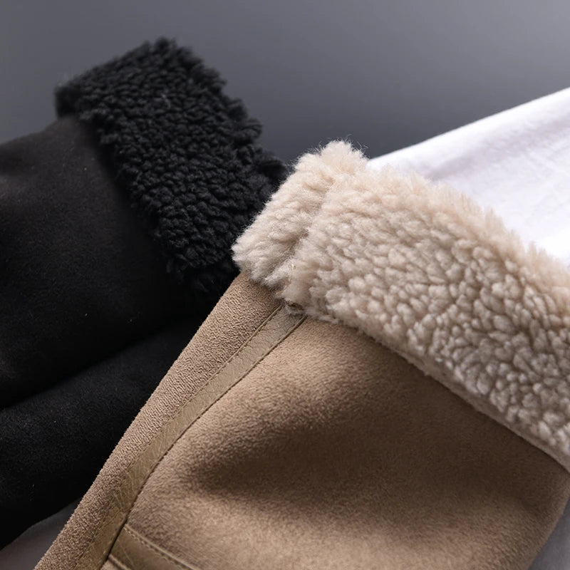Women's Faux Shearling Suede Biker Jacket – Warm Winter Coat