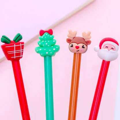 20Pcs Kawaii Christmas Gel Pens – Cute Santa, Snowman & Reindeer 0.5mm Black Ink