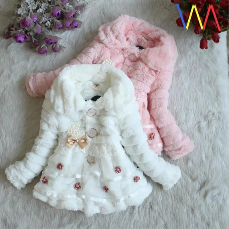 Thick Warm Infant Jacket – Leopard Print with Fur Collar