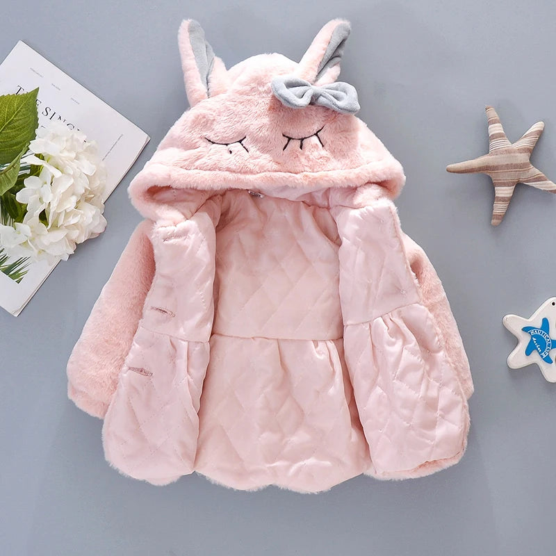 Girls’ Autumn/Winter Plush Hooded Jacket