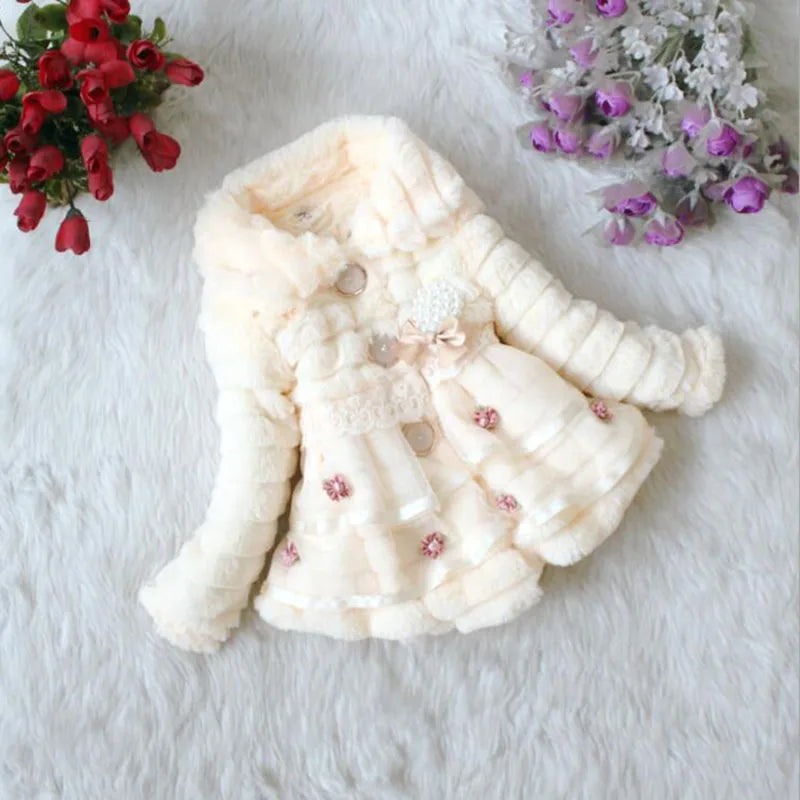 Thick Warm Infant Jacket – Leopard Print with Fur Collar