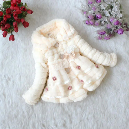 Thick Warm Infant Jacket – Leopard Print with Fur Collar