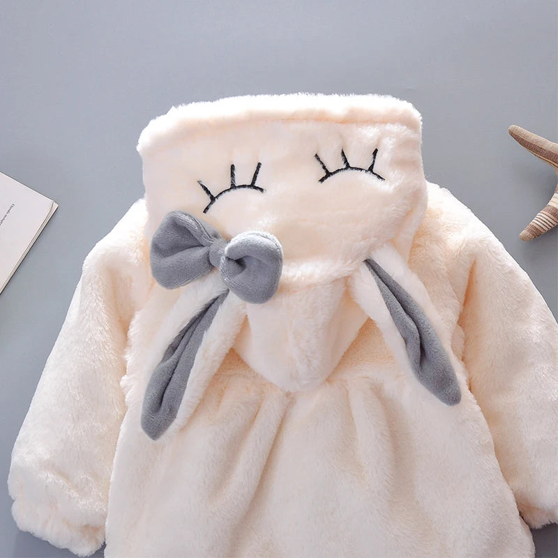 Girls’ Autumn/Winter Plush Hooded Jacket