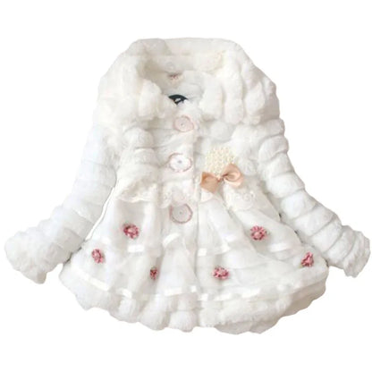 Thick Warm Infant Jacket – Leopard Print with Fur Collar