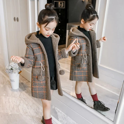 Autumn/Winter Girls’ Jacket – Stylish Hairy Long Coat