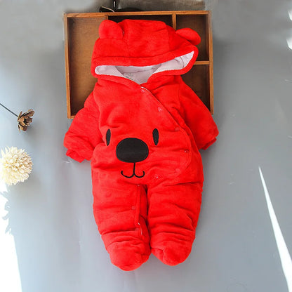 Newborn Winter Jumpsuit – Cute Cartoon Bear 2025